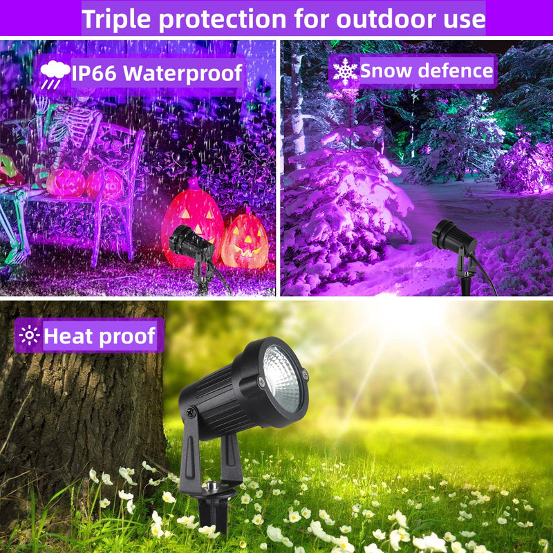 2Pack Black Light 12W AC85-265V IP66 Waterproof UV 385-400nm Purple Led Lights Lawn Light Spotlight for Stage Lighting Glow Party Room Fluorescent All Hallows' Day