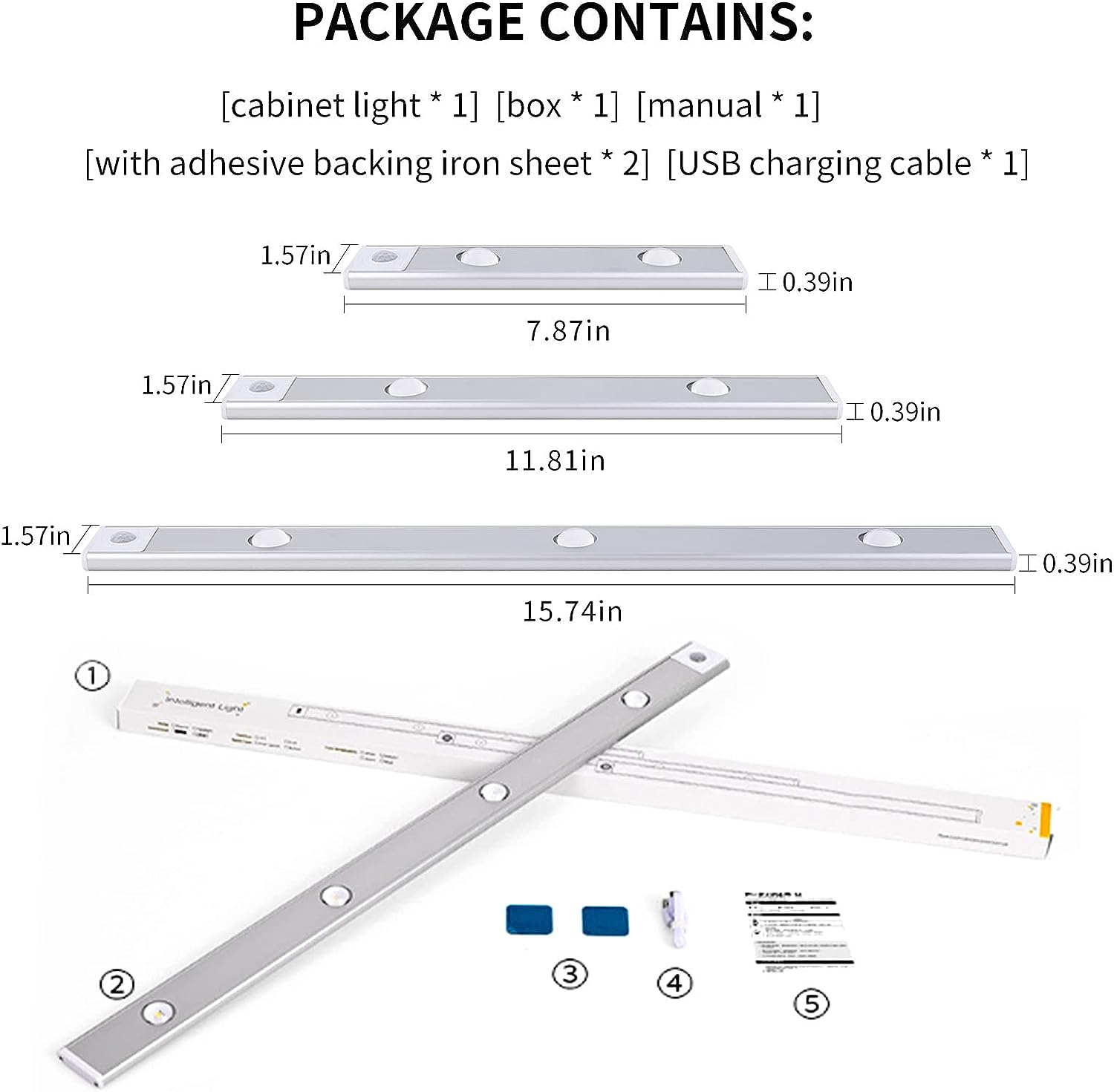 2 Pack 3-Color Dimmable LED Motion Sensor Under Cabinet Light, Rechargeable Magnetic Wireless Under Counter Lighting for Kitchen Bedroom Closet Cupboard Wardrobe Stairs Corridor
