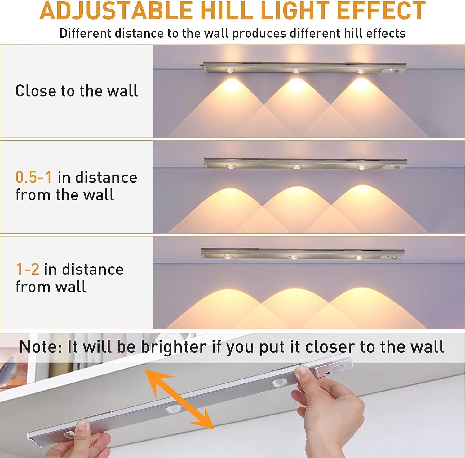 2 Pack 3-Color Dimmable LED Motion Sensor Under Cabinet Light, Rechargeable Magnetic Wireless Under Counter Lighting for Kitchen Bedroom Closet Cupboard Wardrobe Stairs Corridor