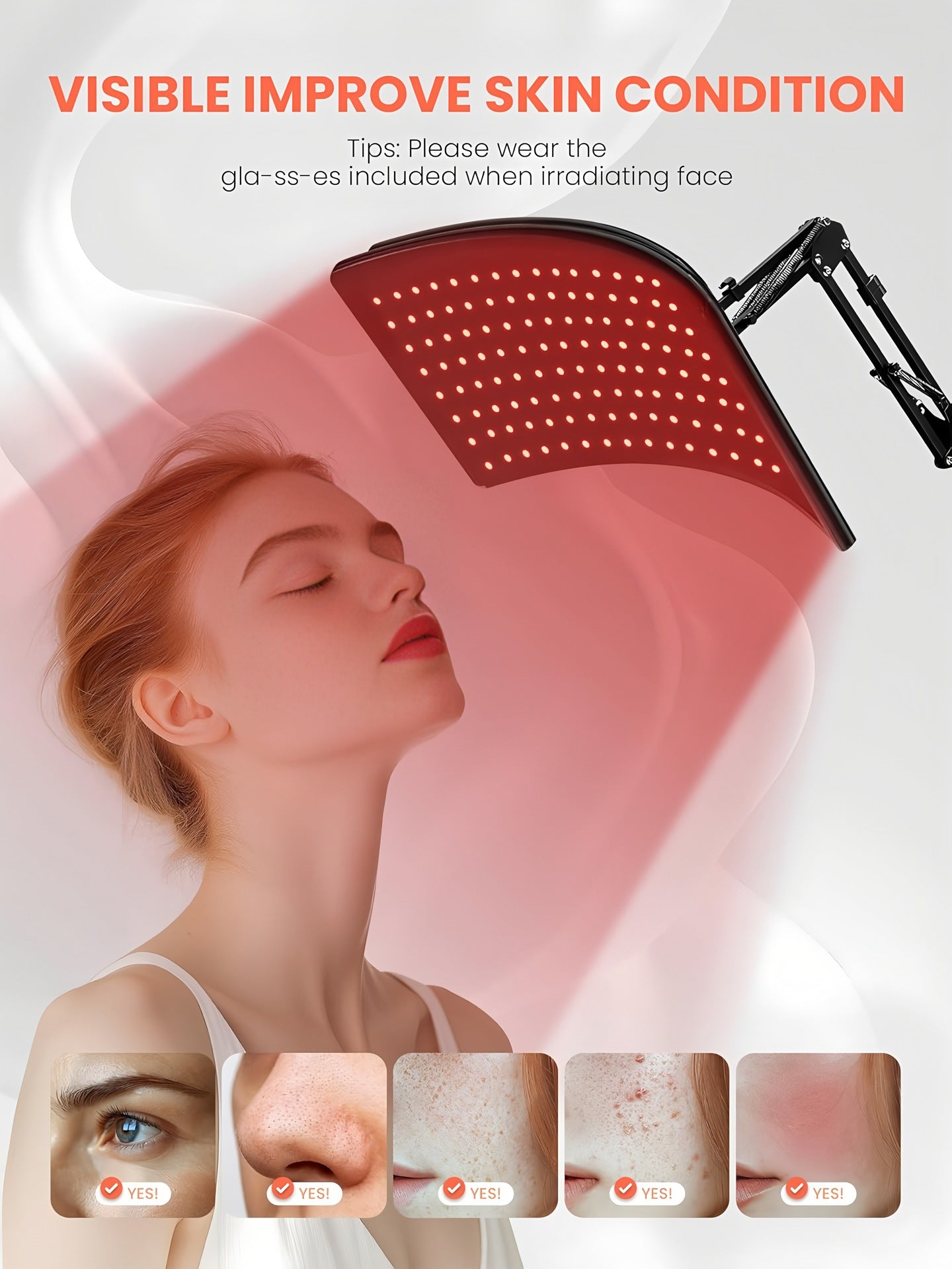 Curved Red Therapy Light Panel 30Watt with 660nm (red) + 850nm (NIR) Dual-Wavelength Synergy with Scalable Floor Stand