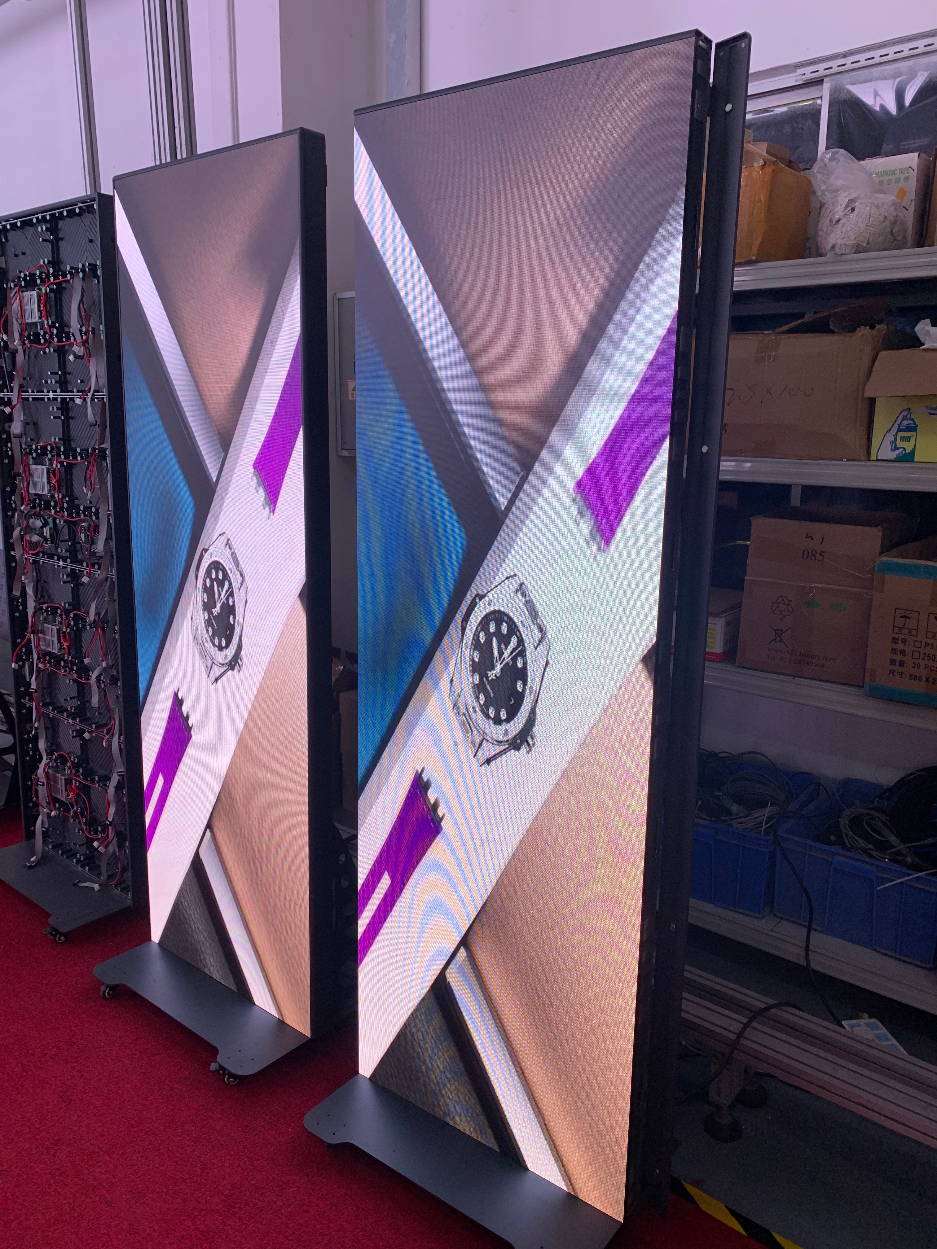 2PCS-PACK EPG Series P1.25 | P1.53 | P1.86 | P2.5 mm Indoor LED Poster Display w/ Flip Open Magnetic Frame and GOB Protective IP65 Front Surface in 640x1920mm Large Display Area