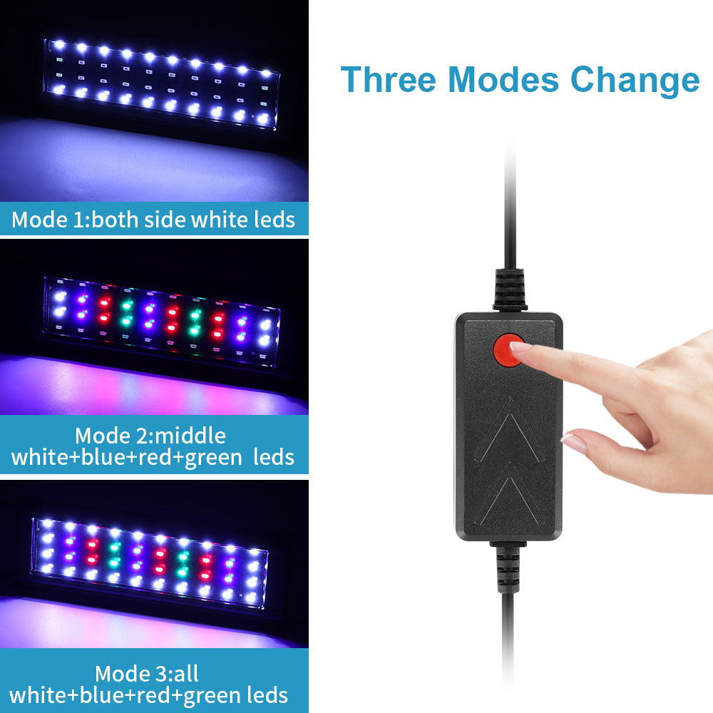 Aquarium Light,Full Spectrum LED Fish Tank Lights, Fitting Length Adjustable Multi-Color White Blue Red Green LEDs with Extendable Brackets,14W-31W for Fresh Water Plants