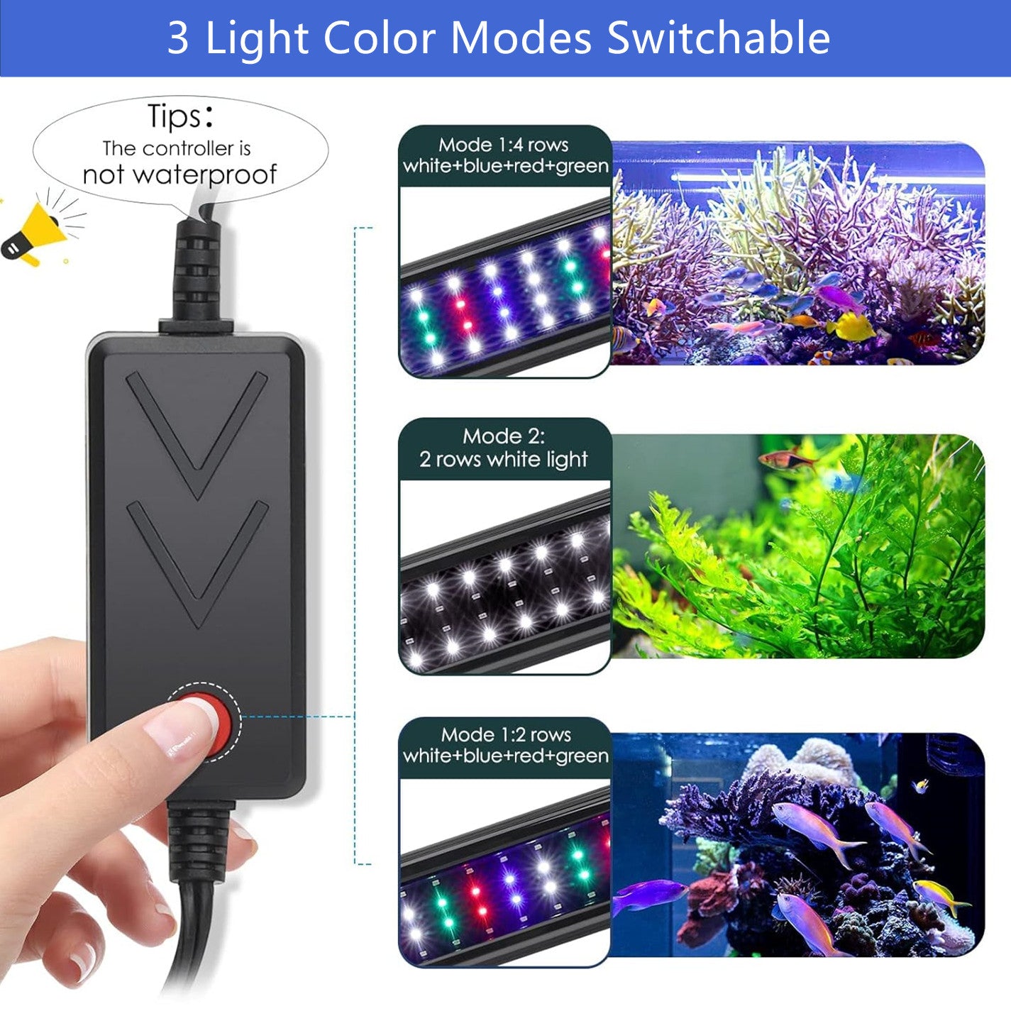 Aquarium Light,Full Spectrum LED Fish Tank Lights, Fitting Length Adjustable Multi-Color White Blue Red Green LEDs with Extendable Brackets,14W-31W for Fresh Water Plants