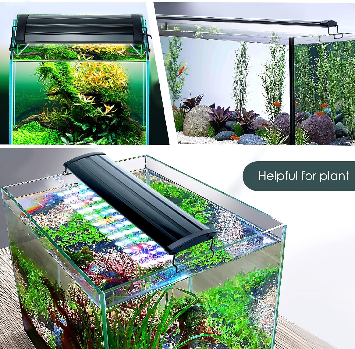 Aquarium Light,Full Spectrum LED Fish Tank Lights, Fitting Length Adjustable Multi-Color White Blue Red Green LEDs with Extendable Brackets,14W-31W for Fresh Water Plants