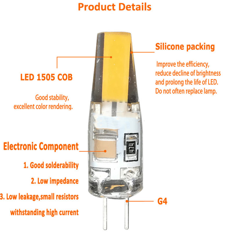 G4 LED Light Bulbs 1.5W Equivalent to 15W AC 110V-120V /200-240V, Bi-pin LED Bulb Silicone G4 LED Bulbs (10-Pack)