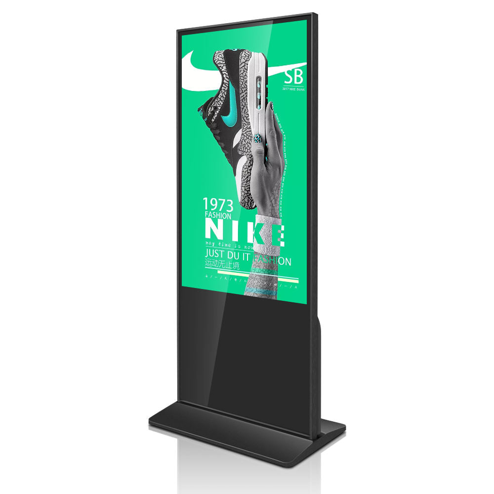 55'' Touch Screen LCD Digital Signage, Free Standing LCD Digital Poster Kiosk, w/ IR Touch, Single Sided, Android OS, Caster Wheels