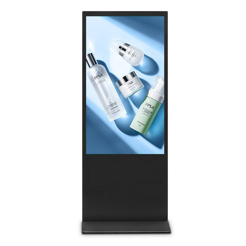 55'' LCD Digital Signage, Free Standing LCD Digital Poster Kiosk, No Touch, Single Sided, Android OS, Caster Wheels