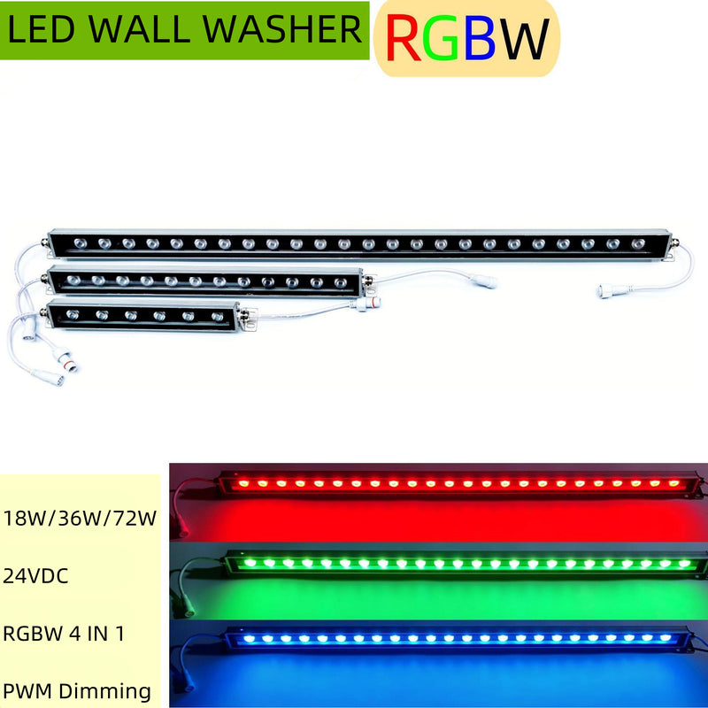 12'' Long RGBW SMD5050 18W 24V LED Wall Washer Light, Tempering Glass –  LEDLightsWorld