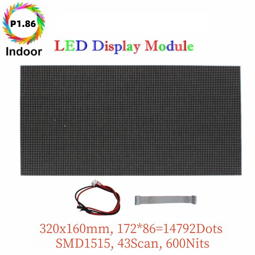 M-HD1.86L High Definition P1.86 (1.86mm) Small Pixel Pitch Indoor LED Module, Full RGB Pixel LED Tile in 320*160mm w/ 14792dots, 1/43 Scan, 600 Nits