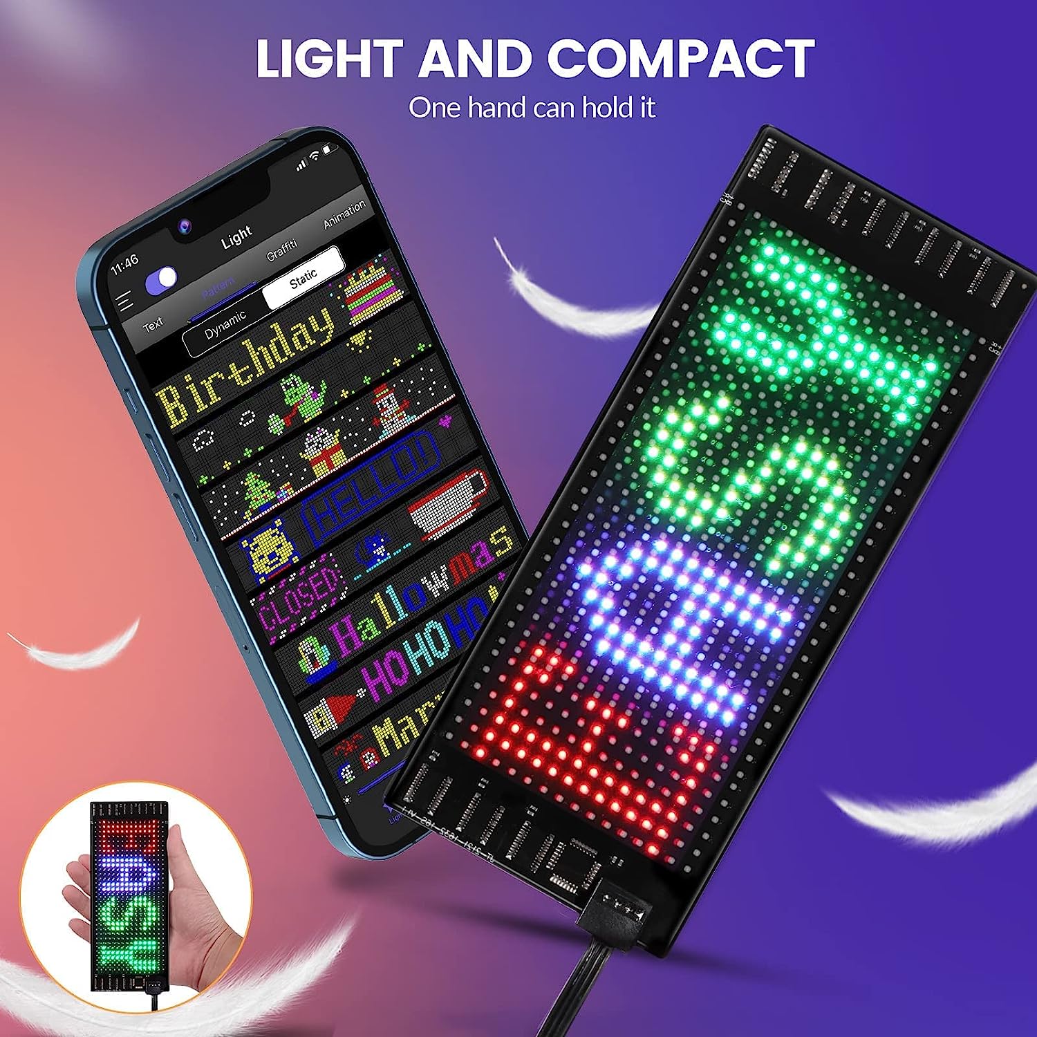 Free Shipping Model 1632 Flexible USB 5V Car LED Sign Bluetooth App Control Display Screen Text Pattern Animation LED sign display for Car Windows, Shop, Bar and Entrance Sign
