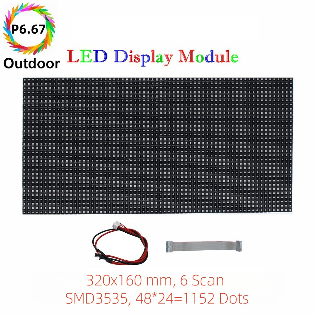 M-OD6.6L P6.67 Outdoor LED Display Module, Full RGB 6.67mm Pixel Pitch LED Panel in 320*160mm with 1152 dots, 1/6 Scan, 5000 Nits for Outdoor LED Display