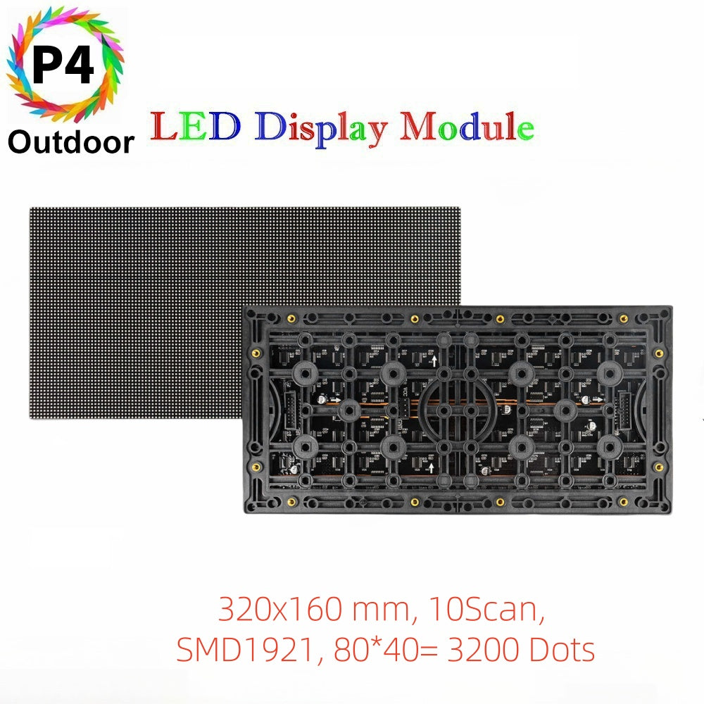 M-OD4L P4 Outdoor LED Display Module, Full RGB 4mm Pixel Pitch LED Panel in 320*160mm with 3200 dots, 1/10 Scan, 5000 Nits  for Outdoor LED Display Screen