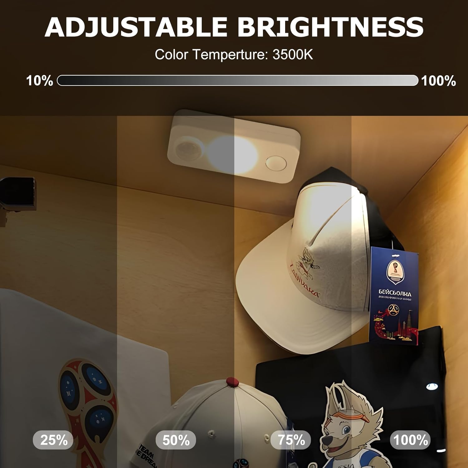 LED Motion Sensor Puck Lights, Rechargeable Cabinet Lights, Wireless LED Night Light for Closet, Drawer, Shelf, Under Cabinet, Warm White 6Pack, USB Charging Cord Included