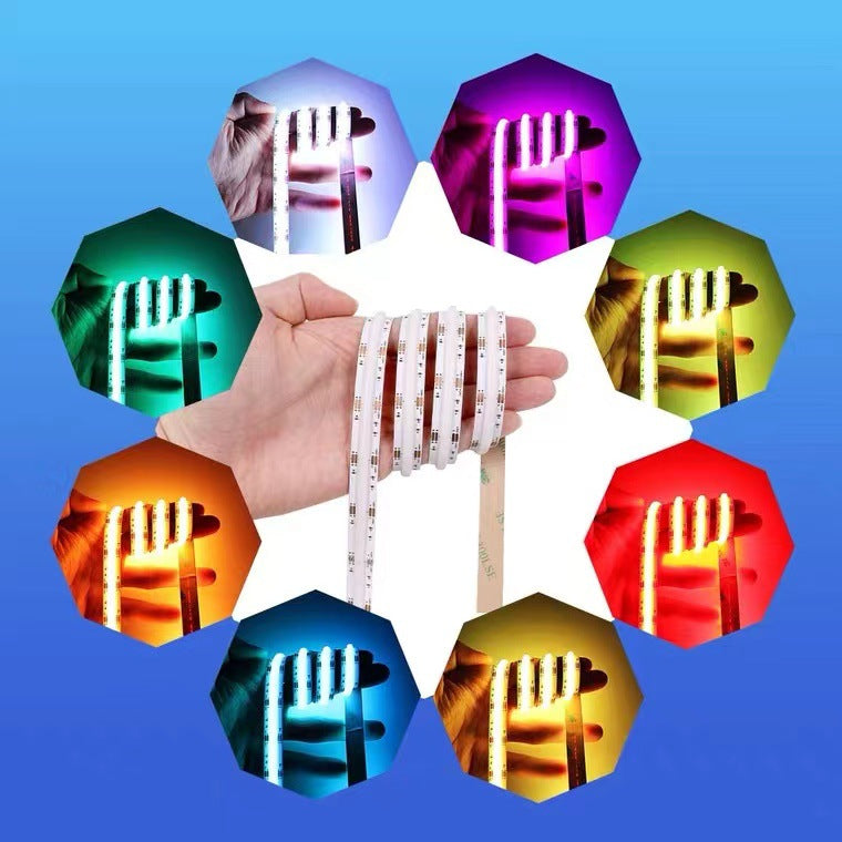 Multi-colors FCOB LED Strip 16.4FT/5M Dot Free 840LEDs/M 14W/M 24V RGB LED Light Tape