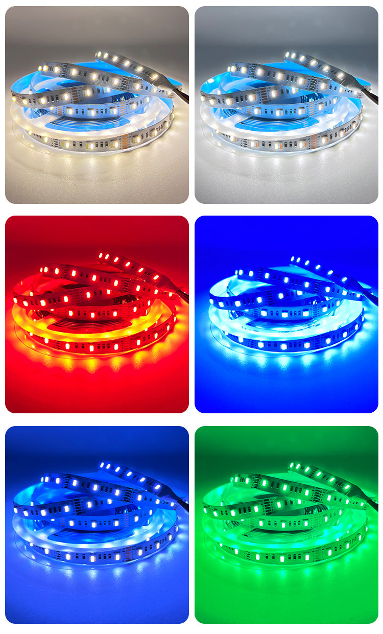 RGBCCT 5in1 LED Flexible Strip Light, 16.4Feet (5Meters) SMD5050-300, 60LEDs per Meter RGB and Dual White Color All In One LED Tape Light