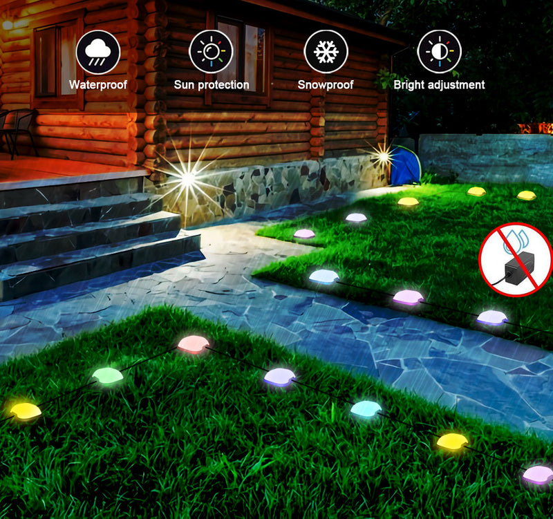 Outdoor Ground Lights 15 Bulbs 32.8FT Smart RGB+IC Pathway Lights, APP Controlled Waterproof RGB Landscape Lighting Work with Alexa