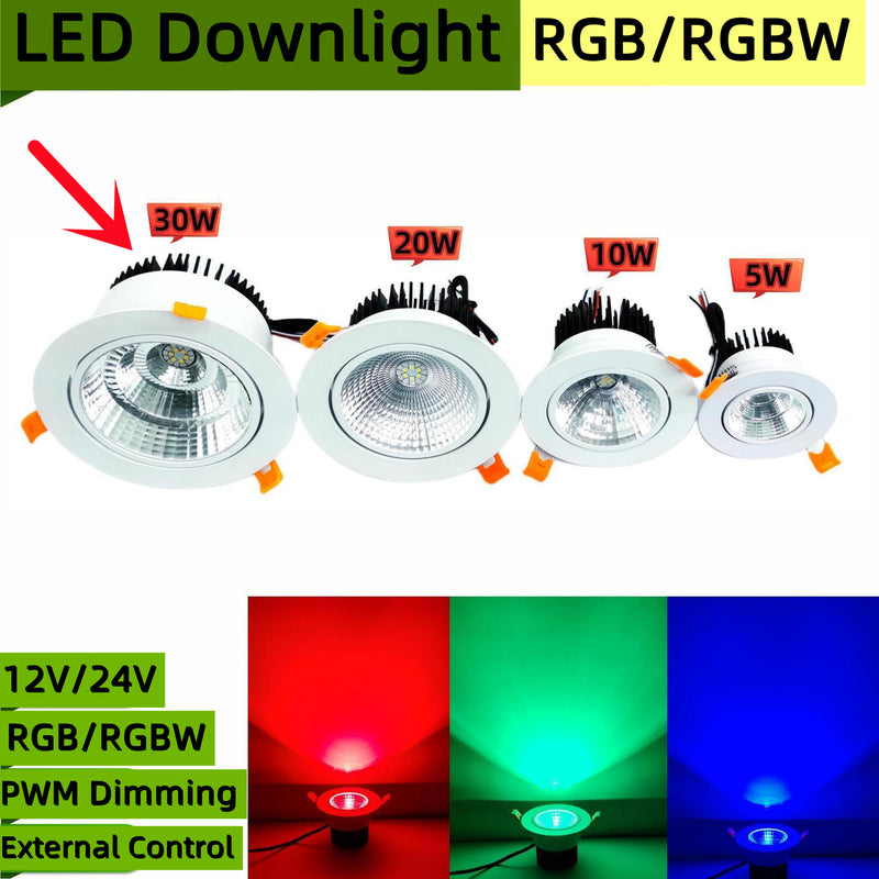 FREE SHIPPING 4 Pack RGBW LED 24V 30W Recessed Ceiling Lights Photo Wall Lighting Light Fixtures Recessed Downlight Energy Saving Clothing Store Hotel Lighting Bar Lighting dancing room Lighting restaurant Lighting