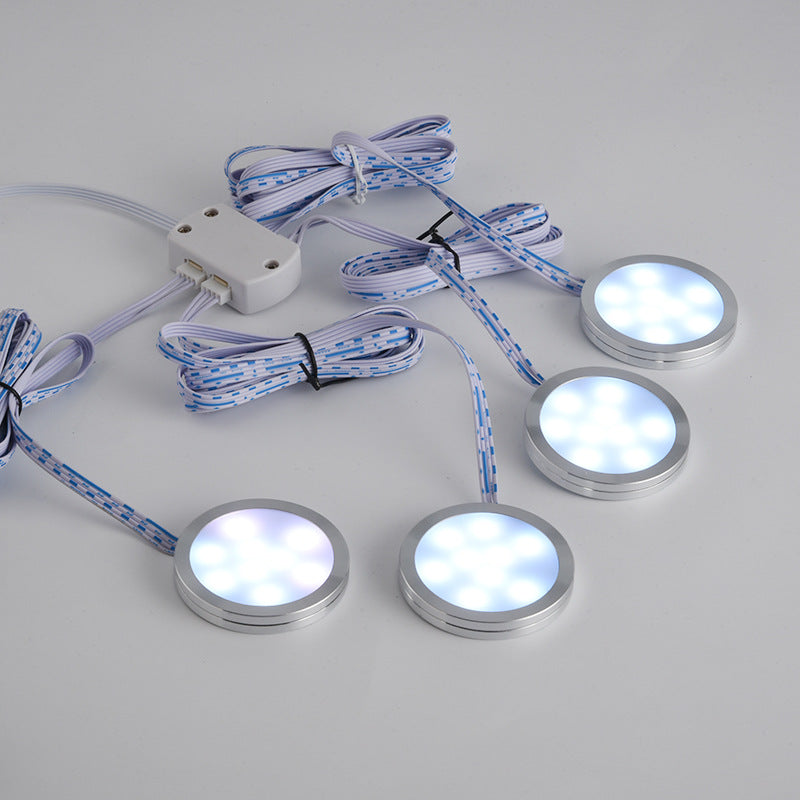 RGB LED Under Cabinet Lighting Silver Rounded Aluminum Alloy Shell 2W 12VDC  Puck Light for Motorhome, Caravan, Truck, Kitchen, Wine Cabinet, Wardrobe