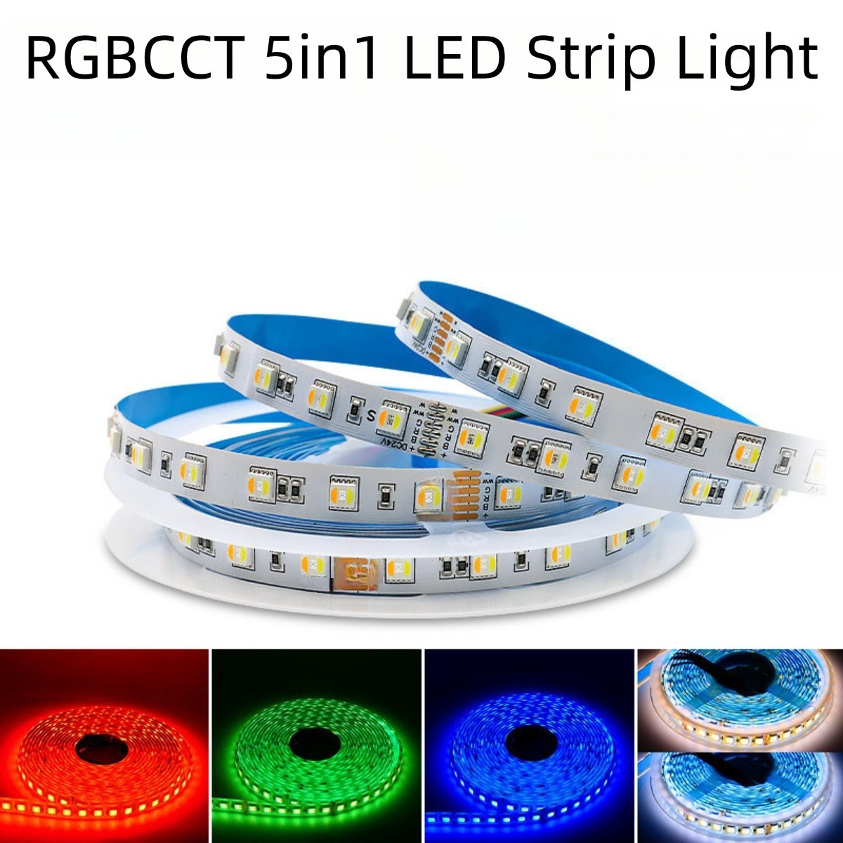 RGBCCT 5in1 LED Flexible Strip Light, 16.4Feet (5Meters) SMD5050-300, 60LEDs per Meter RGB and Dual White Color All In One LED Tape Light