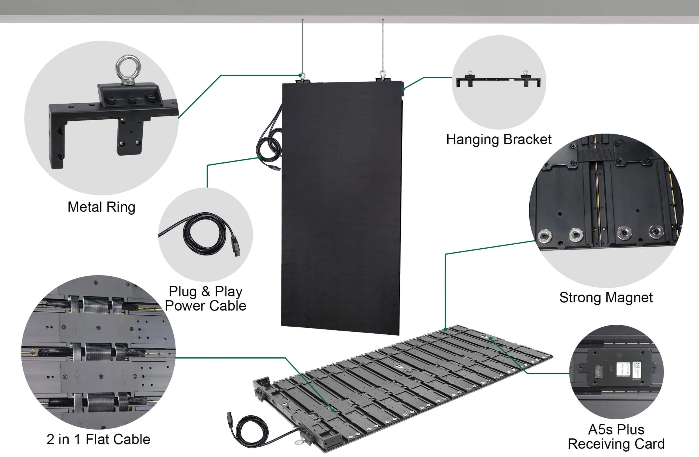 RollingPS Series GOB LED Portable and Rollable LED Poster Screen for Hoisting, Magnetically Attaching, or Floor-placing