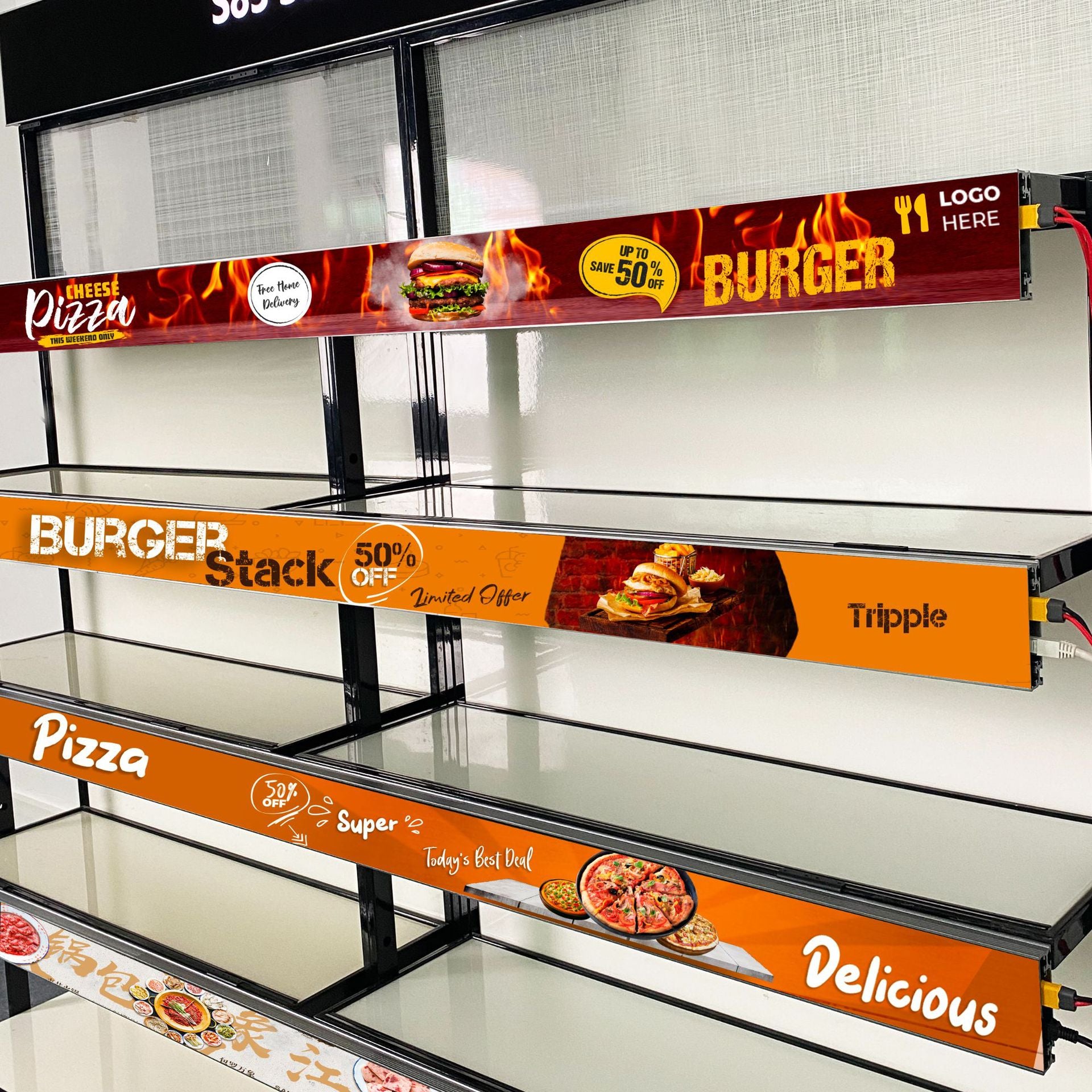 12PCS Pack Shelf LED Display Strip P1.25 | P1.875 60mm (2.36'') Tall Digital Price Display for Store