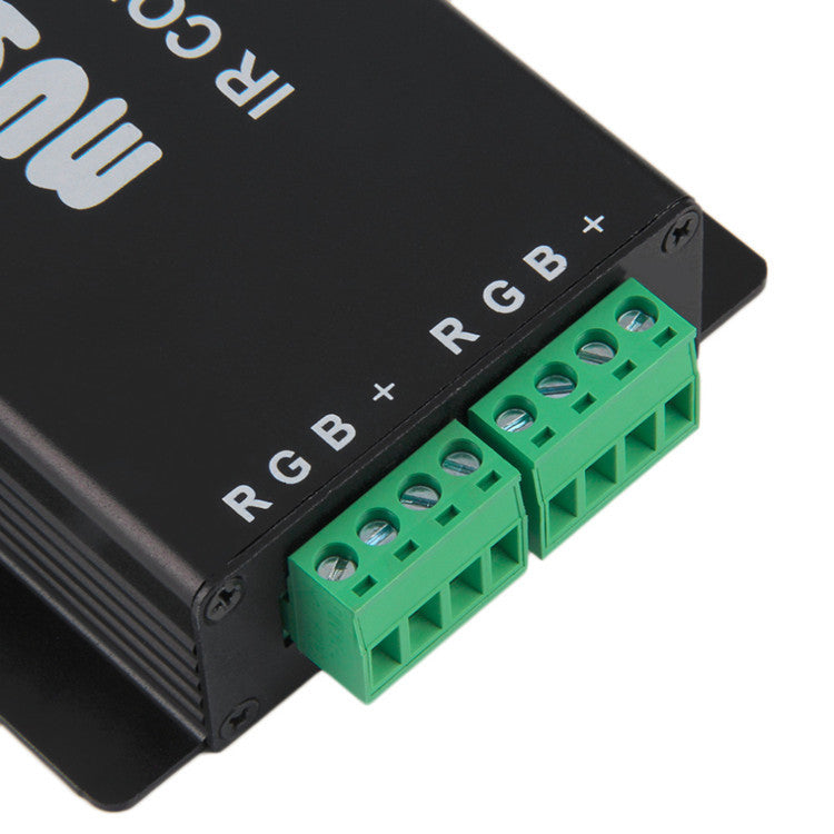 Sound/Music Sensitive RGB LED Controller 12V-24VDC 12Amp Black Aluminum Housing Controller with 24 Keys IR Remote for RGB LED Strip Lights