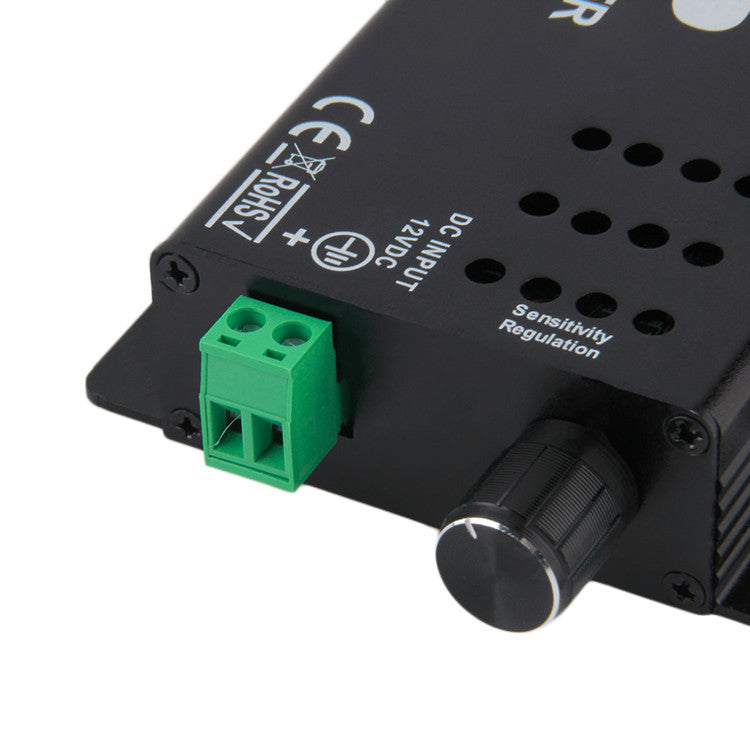 Sound/Music Sensitive RGB LED Controller 12V-24VDC 12Amp Black Aluminum Housing Controller with 24 Keys IR Remote for RGB LED Strip Lights