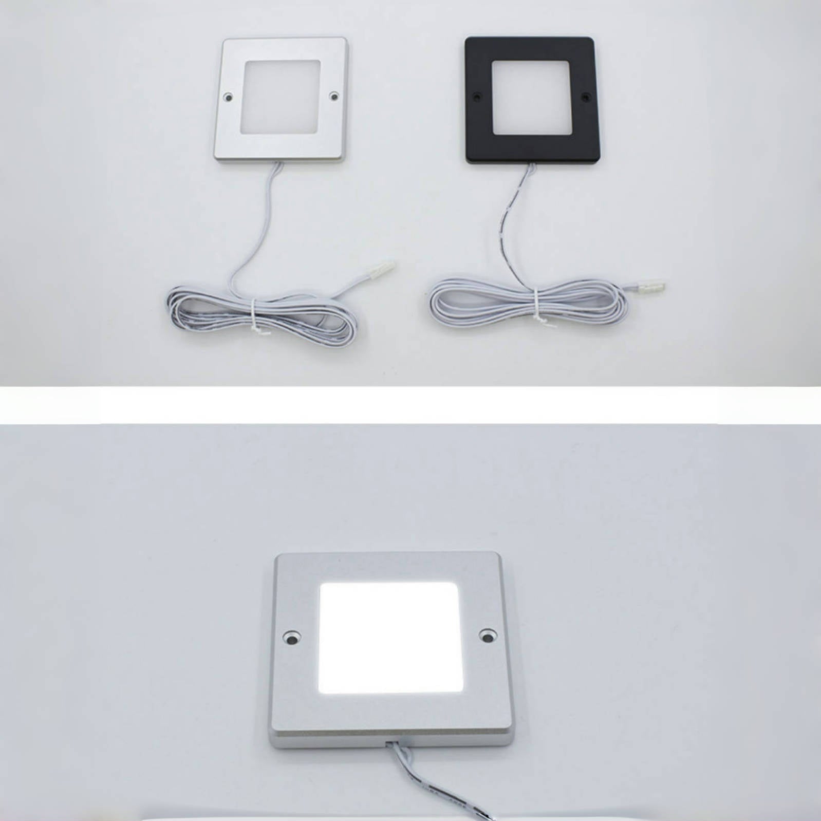 Low Profile Square Shape LED Under Cabinet Light, Surface Mounting 2W LED Puck Light with Dupont Interface Wire