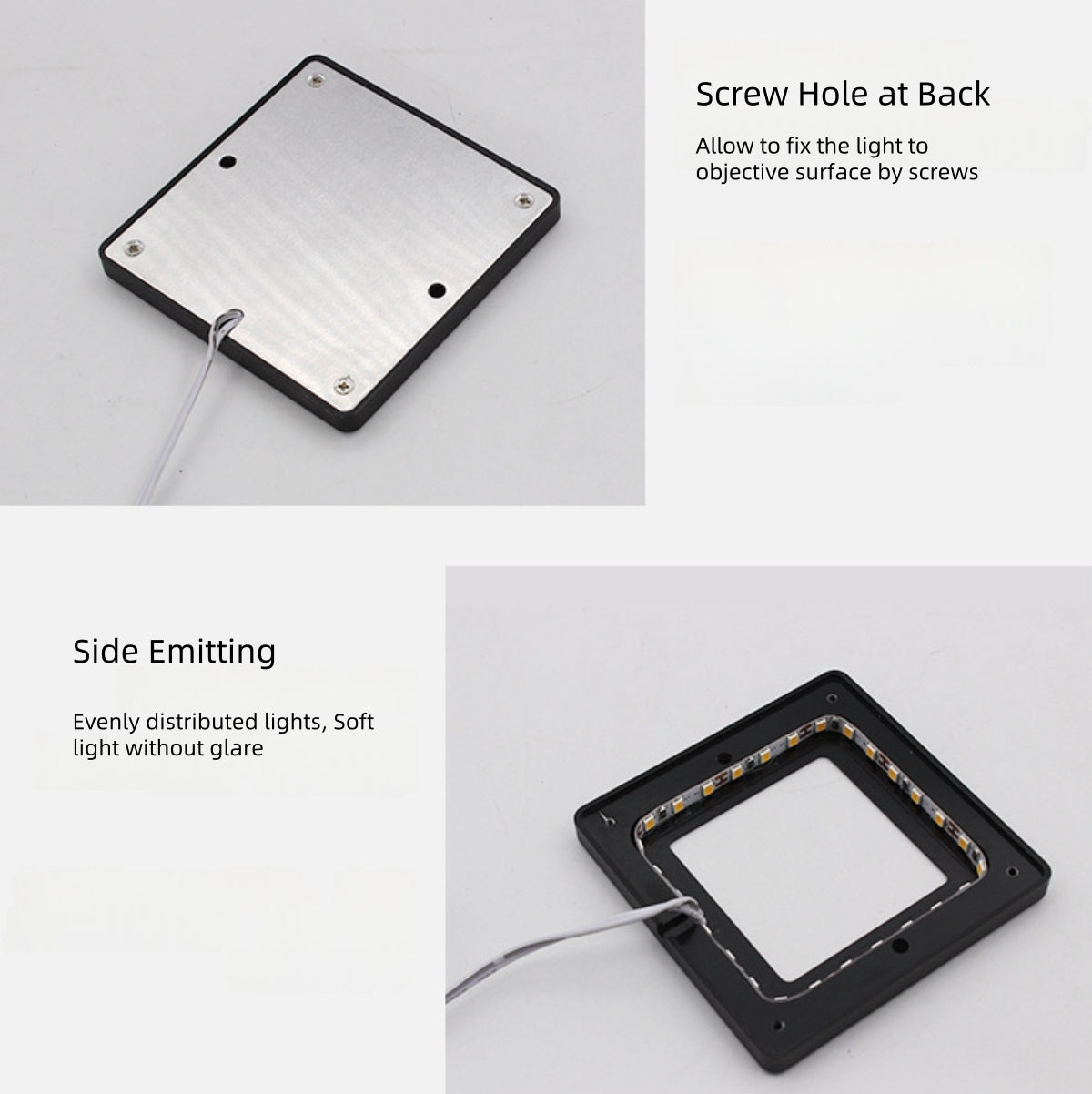 Low Profile Square Shape LED Under Cabinet Light, Surface Mounting 2W LED Puck Light with Dupont Interface Wire