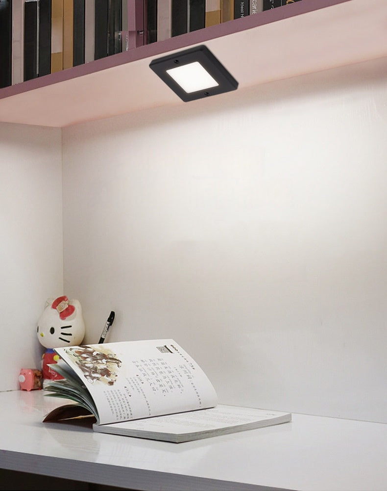 Low Profile Square Shape LED Under Cabinet Light, Surface Mounting 2W LED Puck Light with Dupont Interface Wire