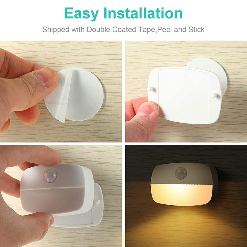 4Pack PIR Motion Sensor LED Night Light, Motion Activated Under Cabinet Light, Battery Operated Stick-on Anywhere Motion Activated for Kitchen Stairway (Battery not included)