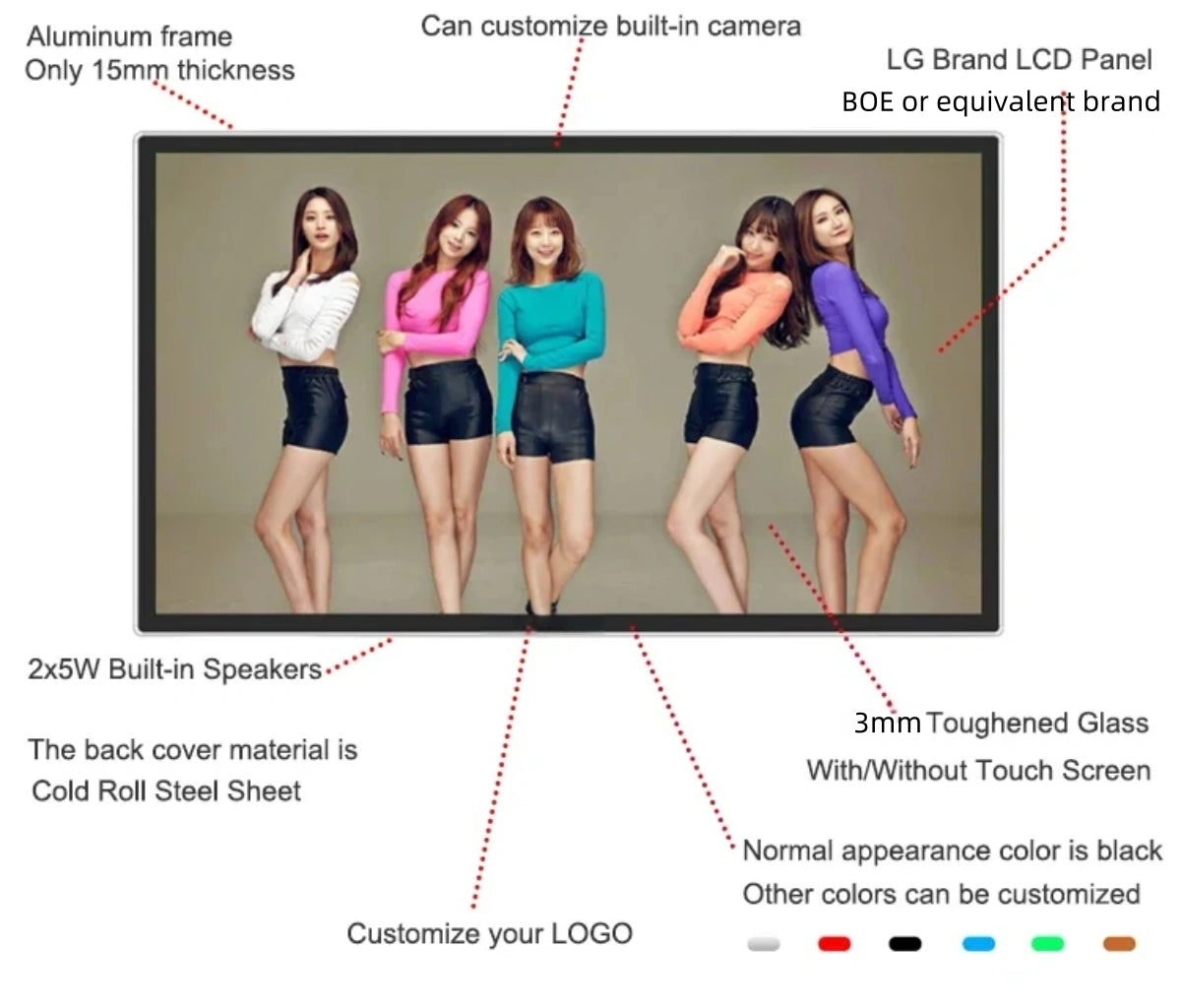 32''-75'' Wall-mounted LCD Digital Signage Indoor Touch Screen Interactive Advertising LCD Display