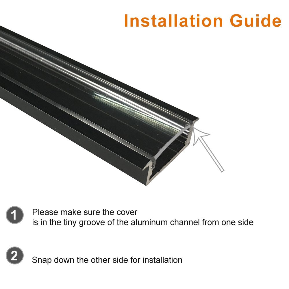 Black LED Profile U03 10x30mm U-Shape LED Aluminum Channel Kit