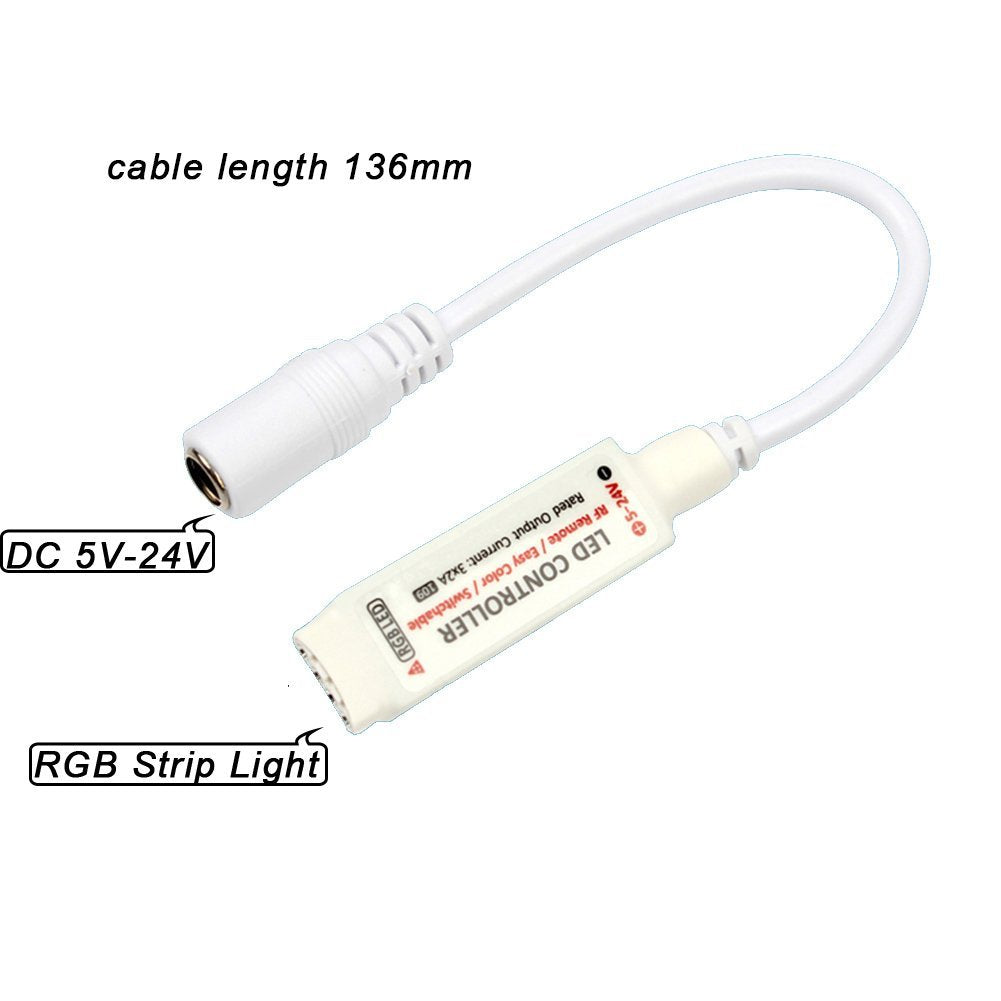 RF Wireless Mini LED Controller with 10-key Remote 5V-24V 12A / 3 Chan