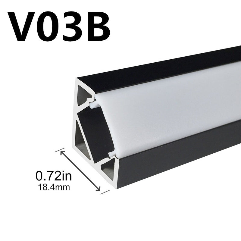 Black Corner LED Profile V01 16x16mm V-Shape Vertical Angle Cover Corn –  LEDLightsWorld