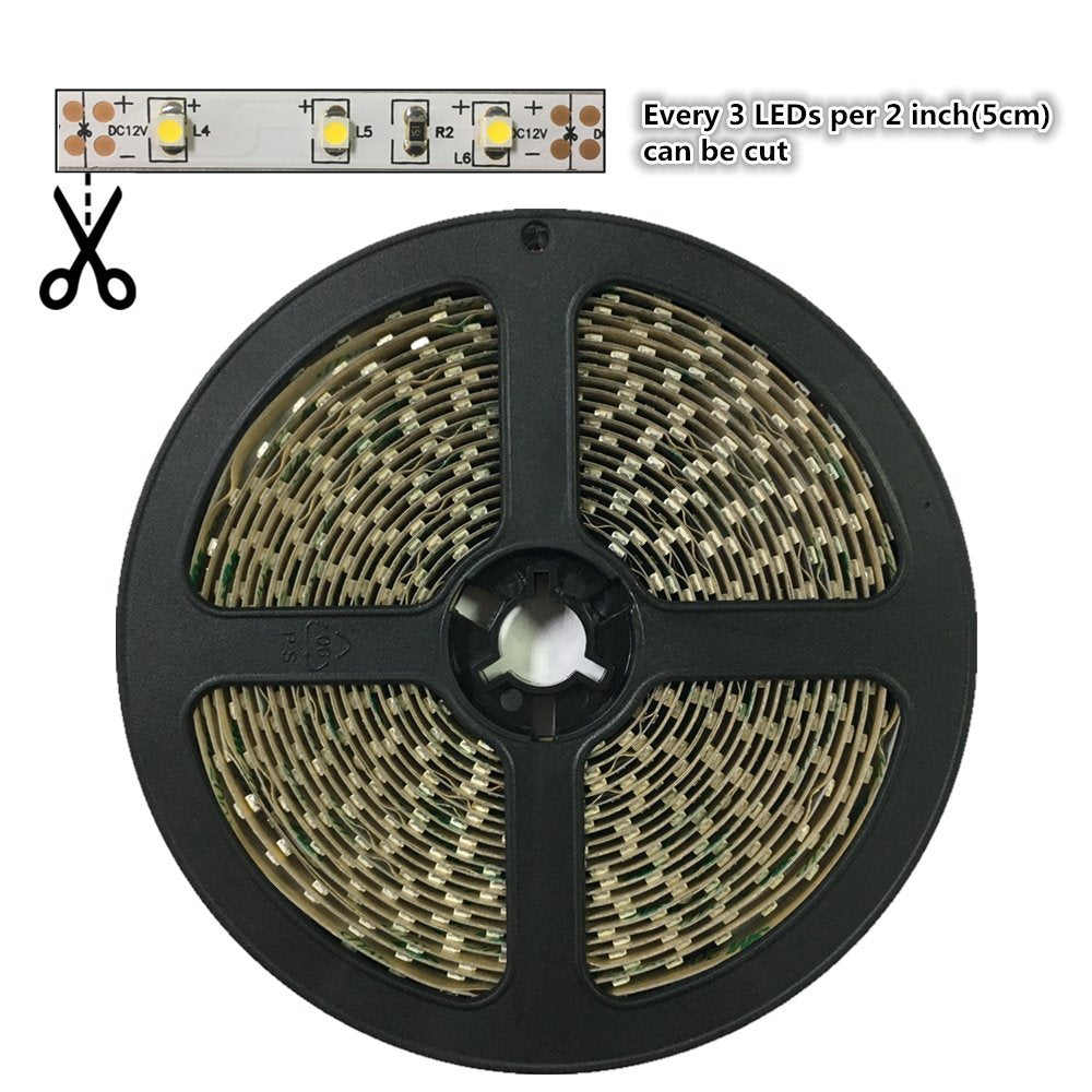 High CRI 90 Strip Light LED, Flexible 12V LED Strips, SMD3528-300 60 LEDs 300LM Per Meter, 8mm Wide Tape