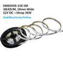 DC 12V Red/Blue/Green/Yellow Dimmable SMD5050-150 Flexible LED Strips 30 LEDs Per Meter 10mm Width 450lm Per Meter