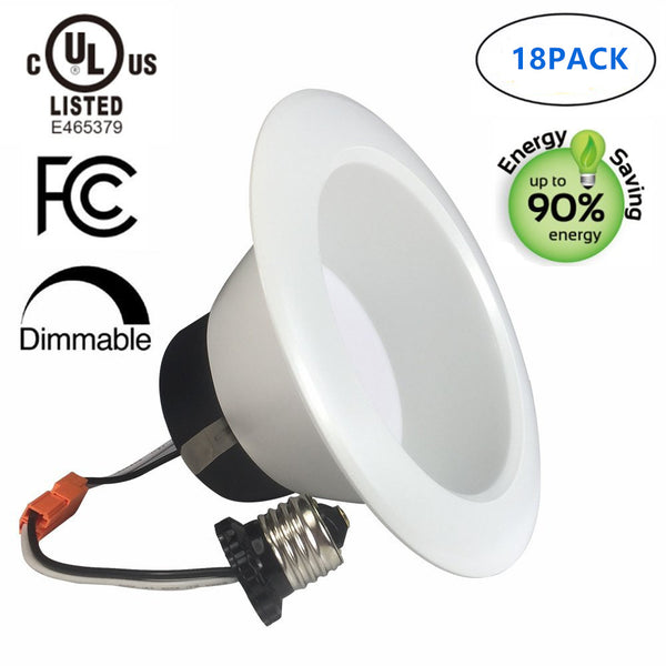 Free Shipping 18 Pack UL CUL Listed Dimmable 6 Inch 120V AC 17W 1400 Lumen LED Retrofit Downlight Kit