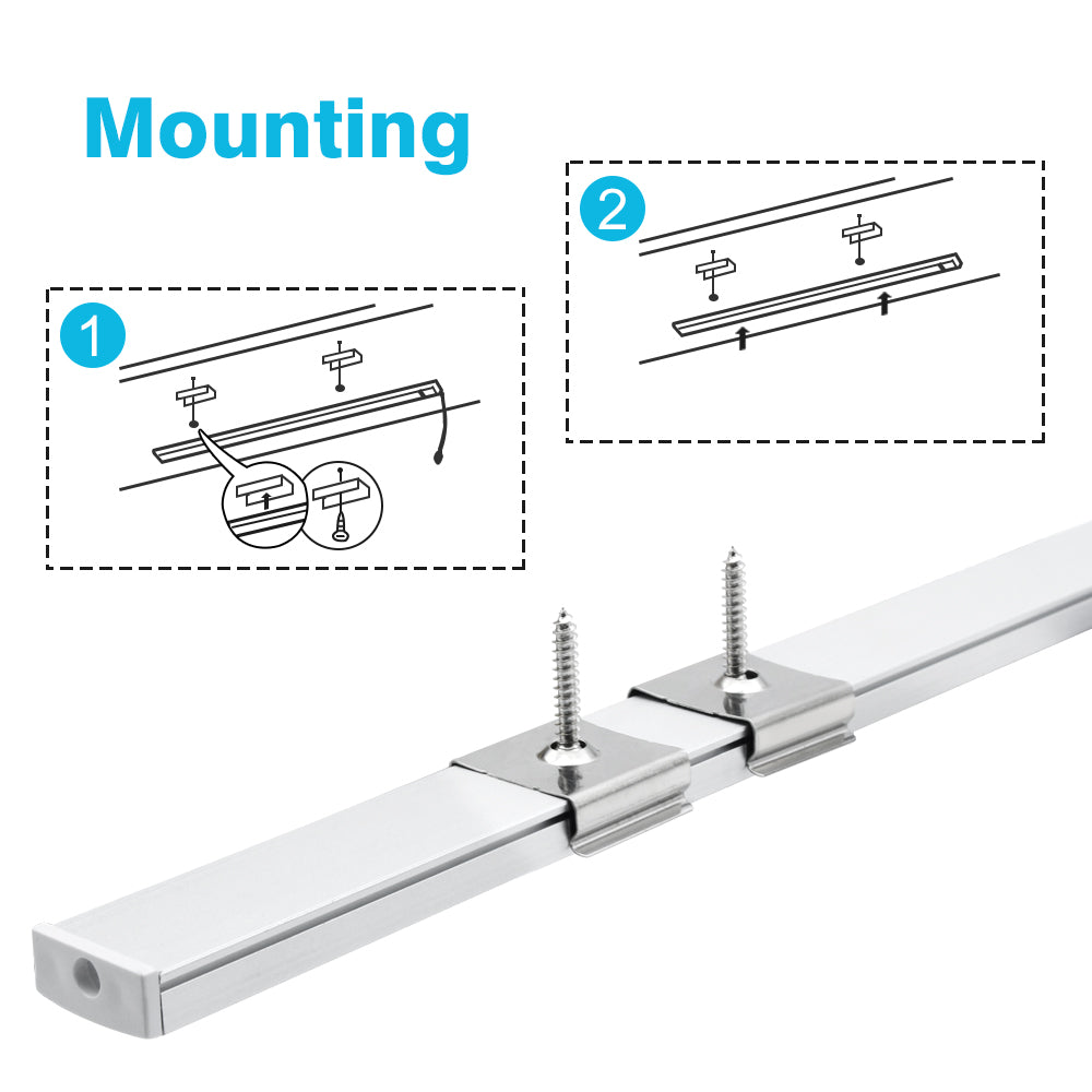 5Pack of 50cm (20'') LED Profile U02 9x17mm U-Shap LED Aluminum Channel System Fit for 12mm Wide LED Strips