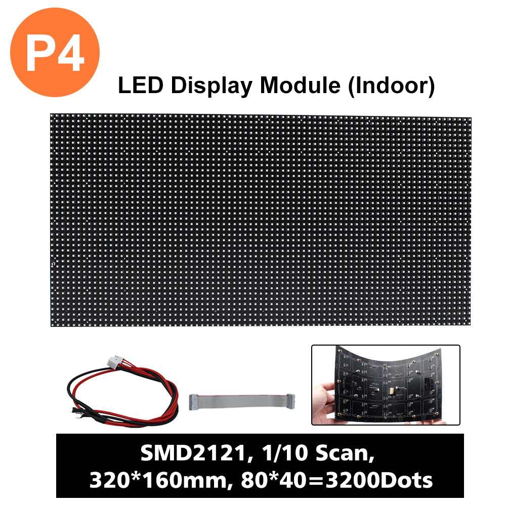 M-F4L (P4) Bare Board LED Module, 4mm Full RGB Pixel Panel Screen in 320 * 160 mm with 3200 dots, 1/16 Scan, 800 Nits LED Tile for Indoor Display