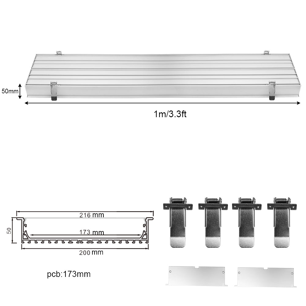 2 Pack H20050 Big Aluminum Extrusion Channel for Flush Mounting Linear Office Lighting System