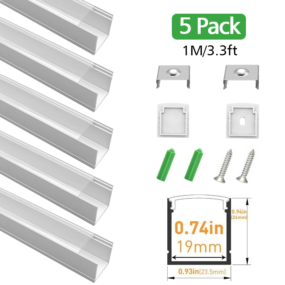 Silver U06 24x24mm U Shape LED Aluminum Profile Kit for LED Strip Light