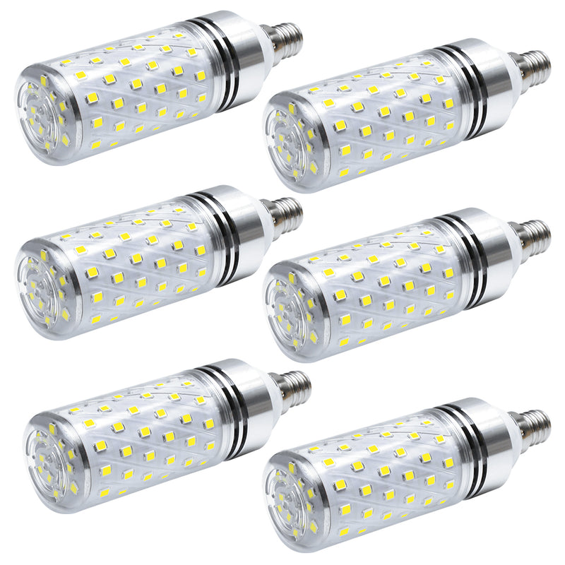 E12 16W LED Corn Bulbs, 1500LM Daylight White 6000K, CRI80+, 120W Incandescent Bulb Equivalent, E12 Base Non-Dimmable LED Lamp,Pack of 6