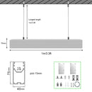 5 Pack H4075 Big Aluminum Extrusion Channel for Suspension Mounting Linear Office Lighting System