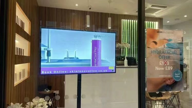 43 " High Brightness LCD Display for Store Window Free Standing Double-sided Sun Readable LCD Digital Signage with 700cd/m² + 2,500cd/m² Brightness , 2K Resolution