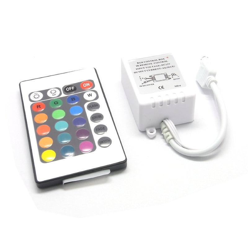 24Key IR Remote Controller for RGB LED Strip Lights 4-pin DC12V-24V LED Strip Controller