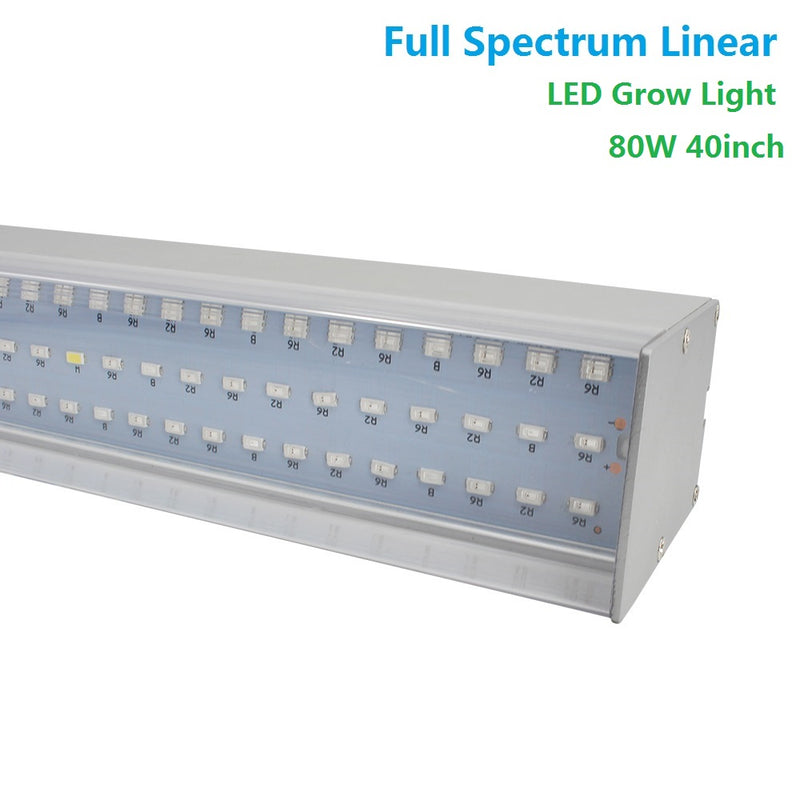 80W 40'' Full Spectrum Linear LED Grow Light Strip 6 Bands with IR & UV included, Adjustable Hanger, Idea for Greenhouse, Vegetables & Fruits, Horticulture, Propagation and City Farming