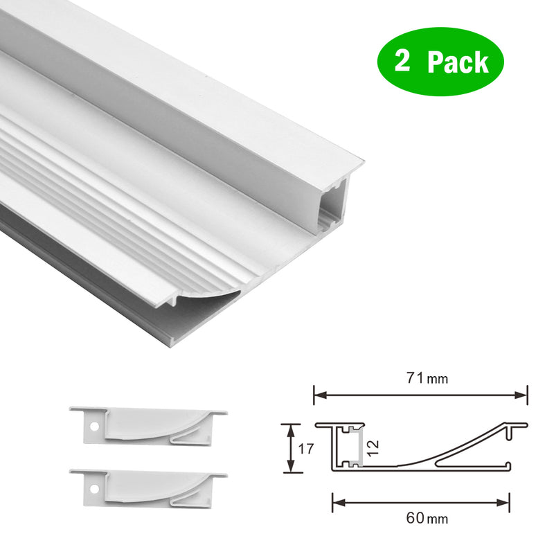 2 Pack L7117 Big Aluminum Extrusion Channel for Recessed Mounting for Ceiling or Wall