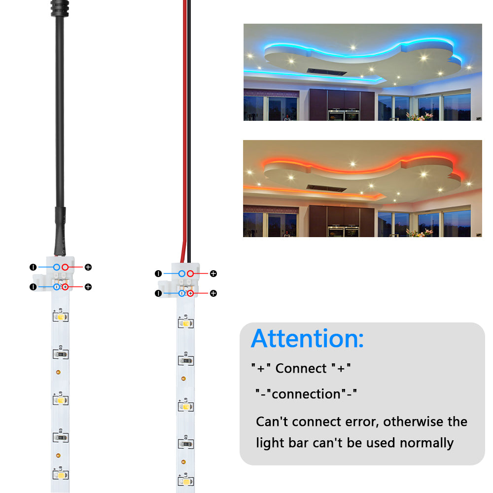 LED Strip Connector Kit for 2835/3528/5050 2Pin Single Color Strip Light, Includes 4 X 2 Pin 10mm Strip to Wire Jumper, 4 X 2Pin 10mm Strip to Strip Jumper, 2 X 2 Pin 10mm Strip to DC Cable Jumper