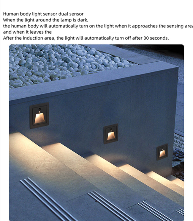Free Shipping 4PCS Pack 3W AC100-240V IP65 Waterproof LED Wall Light Infrared Induction LED Stair Lights